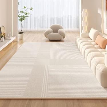 Imagem de Tapete listrado bege minimalista, luxuoso, enorme, grande, decoração para sala de estar, tapetes confortáveis, fáceis de limpar, cabeceira, quarto, YHT030,2,D,300x400CM