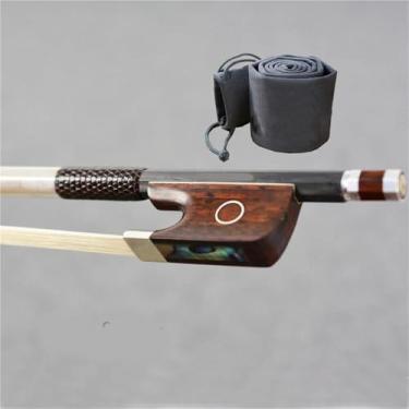 Imagem de Ultraleve tamanho 4/4 arco-íris elástico violino arco trançado fibra de carbono vara durável reto e forte acessórios para violino Arco violino prático(Bow and protector)