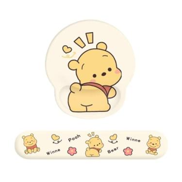 Imagem de Teanea Tapete de mouse de espuma viscoelástica antiderrapante fofo com descanso de pulso e teclado para suporte de pulso para mesa, digitação, jogos, casa, escritório, urso