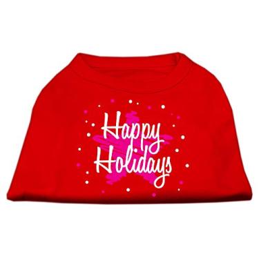 Imagem de Mirage Pet Products Camisetas estampadas Happy Holidays de 50 cm para animais de estimação, 3GG, vermelha