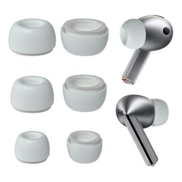 Imagem de Pontas de substituição de fones de ouvido de silicone compatíveis com Samsung Galaxy Buds 3 Pro fones de ouvido SML tamanho 3 pares brancos