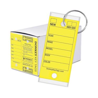 Imagem de Etiquetas de chave de burro, autoprotetoras, laminadas (250 etiquetas por caixa com anéis de metal), Amarelo