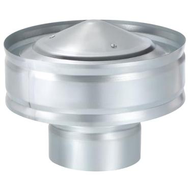 Imagem de YOKIVE 1 peça de tampa de chaminé redonda de 12 cm, tampa de chaminé superior de cone de ferro galvanizado com tela | Tampa de tubo de fogão, ótimo para teto de combustão de ventilação externa