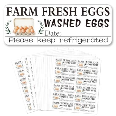 Imagem de GOMAKERER 15 folhas, 180 peças, etiquetas de caixa de ovos frescos não lavados, adesivos autoadesivos de embalagem de ovos coloridos adesivos de ovos frescos de fazenda para etiquetas de caixa de ovos