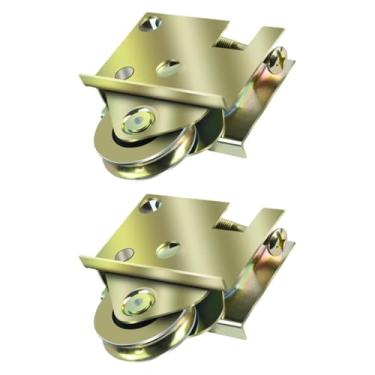 Imagem de IEUDNS 2x rolos de porta deslizante do pátio rodas de aço substituir peça rodízios ferragem polia de porta resistente rolamento de roda de esfera de aço