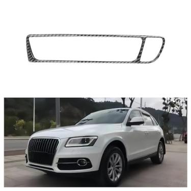 Imagem de IKUESM compatível com Audi Q5 2010-2017 Acessórios de fibra de carbono interior chave do carro moldura de acabamento adesivo decorativo de saída de ar condicionado(R-BLACK)