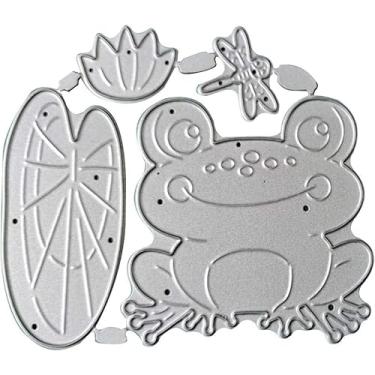 Imagem de Cortes de sapo para fazer cartões, recortes de scrapbook, matrizes para fazer cartões, matrizes de corte de metal de folha de lótus, parabéns, cortes, molde de estênceis em relevo para decoração de