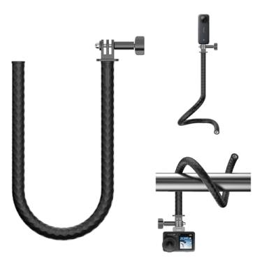 Imagem de Gamiity Braçadeira de montagem flexível para GoPro Insta360 Hero 12/11/10/9/8/Akaso EK7000/Insta360 X4/X3 Mais Câmera de ação, Suporte de Tripé, Suporte de Pescoço para Selfie Stick para Tubo,