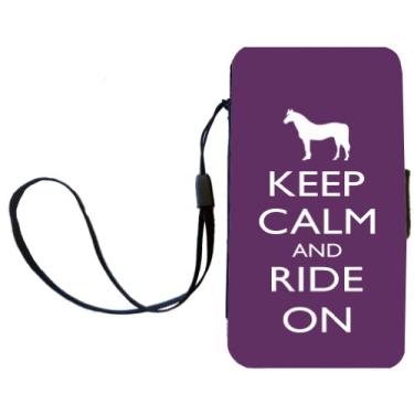 Imagem de Rikki Knight Keep Calm and Ride On - Capa carteira flip cor roxa com aba magnética para Samsung Galaxy S3