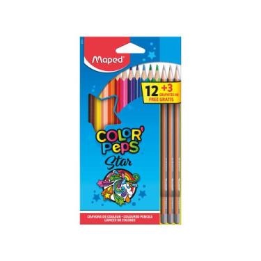 Imagem de Lápis De Cor ColorPeps Star 12 Cores Mais 3 Lápis Grafite Maped