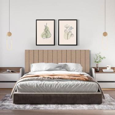 Imagem de Cabeceira King Ripada Palito Suspensa Moderna para Quarto - 195 CM - V