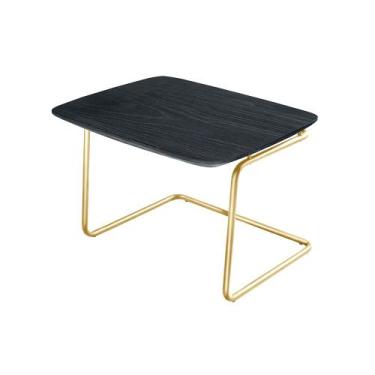 Imagem de Mesa de Centro Kairos Base Ouro 54x43cm LarFlex, Ébano