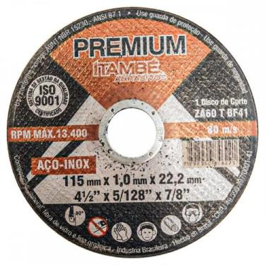Imagem de Disco Aco Inox Itambe 4.1/2''X5/128''X7/8'' Premium - Fino 1,0Mm - Kit