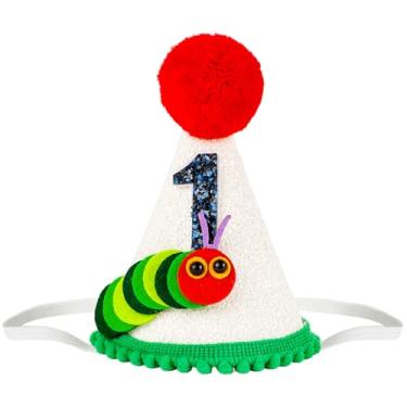 Imagem de Vovii Hungry Caterpillar First Birthday Hat for Boy First Birthday Decorations, One Birthday Hat First Birthday Crown for Boy One Year Old Birthday Party Decorations Outfit Photo Props Party Supplies