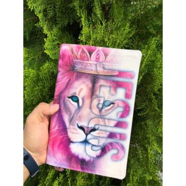 Imagem de Bíblia Glitter 100% Leão rosa JESUS pink com harpa e índice - Cpp