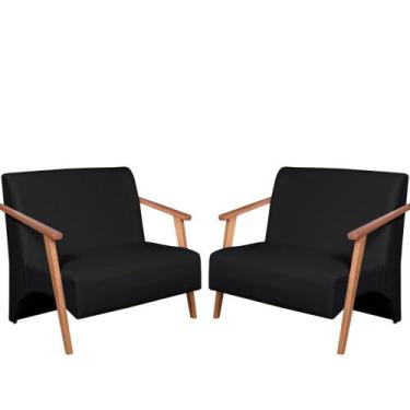 Imagem de Kit 2 Poltronas Namoradeira Venus Braço Madeira Maciça Tecido Sintétic