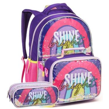 Imagem de Kit Mochila Costas Lancheira Térmica Removível Estojo Duplo - Seanite,