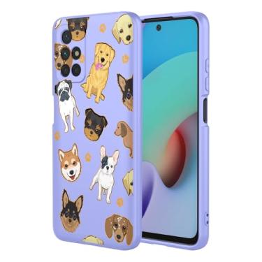 Imagem de KOARWVC Capa de telefone para Redmi 10, capa para Redmi 10 Prime, Redmi 10 2022, design de padrão de gato, fina, protetora, macia, amortecedora, para Xiaomi Redmi 10, cachorro roxo