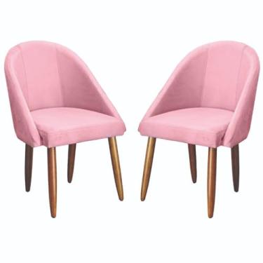 Imagem de Kit com 2 Cadeiras Pratica Recepção Atendimento Escritório Sala de Jantar(ROSA)