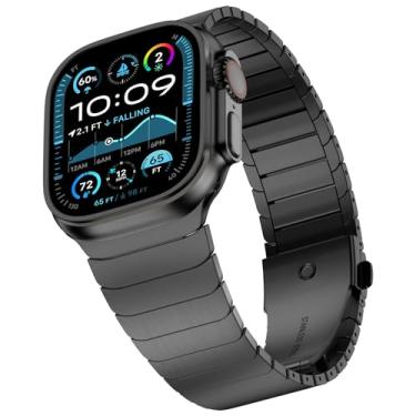 Imagem de baozai Pulseira de aço inoxidável compatível com Apple Watch Series 10 de 46 mm, Ultra 2/Ultra 49 mm, 45 mm, 44 mm, masculina com fecho de borboleta para iWatch Ultra 2/Ultra/séries 10/9/8/7/6/5/4,