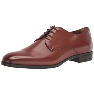 Imagem de BOSS Sapato masculino Kensington Derby de couro liso Oxford, Marrom escuro liso, 9