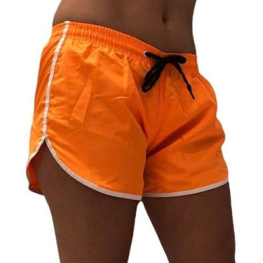 Imagem de Short Moda Praia Relaxado Tactel Neon Feminino Bermuda Lisa, G, F, Lar