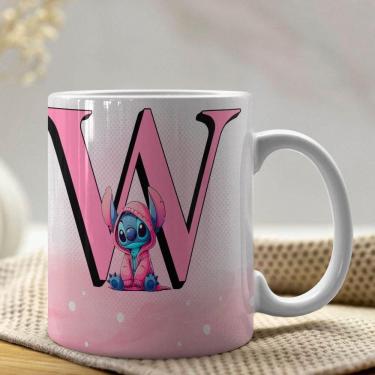 Imagem de Caneca De Porcelana Stitch Letras A-z 325ml Rosa W