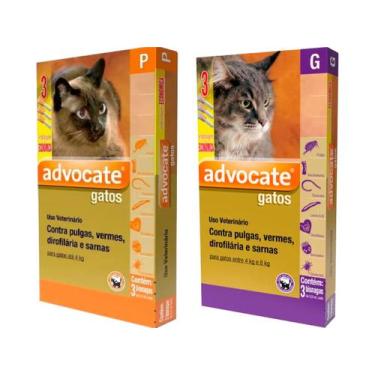 Imagem de 1 Advocate Gatos Até 4kg + 1 Advocate Gatos De 4 a 8kg - Elanco