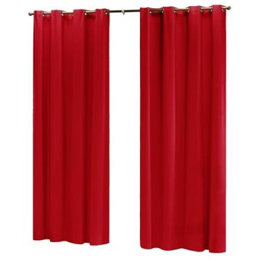 Imagem de Cortina Blackout PVC (Plástico) Decorativa Corta Luz 100% 2,80M x 1,80M de Porta Janela com Ilhós (VERMELHO)