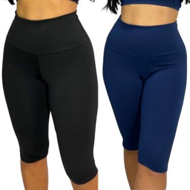 Imagem de Kit 2 Bermudas de Academia Feminina Suplex Fitness Cintura Alta Ciclis
