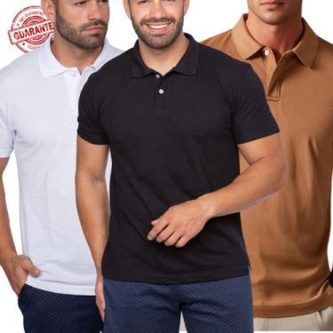 Imagem de Kit 5 Camisas Gola Polo Masculina Blusa Slim Atacado - J SILVER, Kit 3