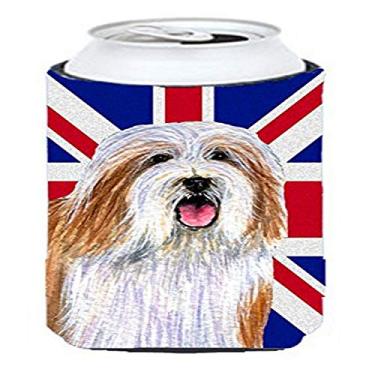 Imagem de Bearded Collie with English Union Jack British Flag Tall Boy Beverage Insulator Hugger LH9482TBC