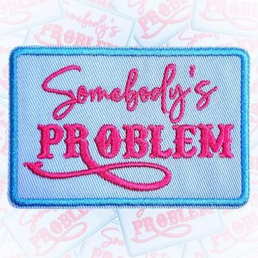 Imagem de Somebody's Problem Patch Rosa 7,6 cm Passar a Ferro On/Costurar Aplique Patch para Caminhoneiro Chapéus Roupas Mochilas, Inspiradas em Música, Western Country Cowboy DIY Acessórios Divertidos