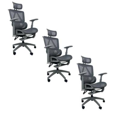 Imagem de Kit 3 Cadeiras de Escritório Presidente Executiva Oficial Titan Cinza