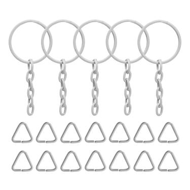 Imagem de Argolas + Triângulo Para Chaveiro 23mm Com Corrente 5 Elos 1000 Unidades - Branco