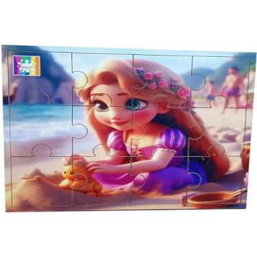 Imagem de Quebra-Cabeça Infantil Princesas Bebê 13 Peças Tabuleiro em MDF