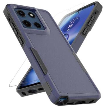 Imagem de Capa para Moto G Stylus 2025: Capa protetora de camada dupla para celular resistente à prova de choque com protetor de tela - proteção militar resistente - para Motorola Moto G Stylus 2025, azul