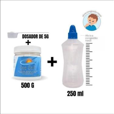 Imagem de Kit Lavagem Nasal Garrafinha 250ml + Sal 500g c/ Dosador - Ecommerce F