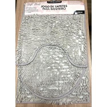 Imagem de Jogo de tapete para banheiro 03 peças peludo com antiderrapante Rio Ho