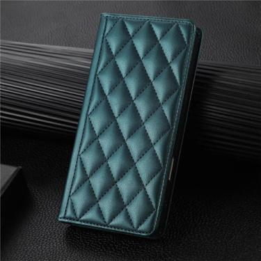 Imagem de HJZSZX Capa tipo carteira de couro magnética para Samsung S23 Ultra, capa com suporte tipo carteira (para Samsung S23 Ultra/verde)