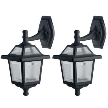 Imagem de Kit 2 Arandelas Luminárias de Parede Muro Pretas Clássicas Externas Colonial Vintage Retro