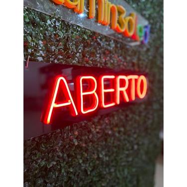Imagem de Placa Luminosa em Neon Aberto, Letreiro Luminoso para Comércio, Bivolt 110/220V(Vermelho)