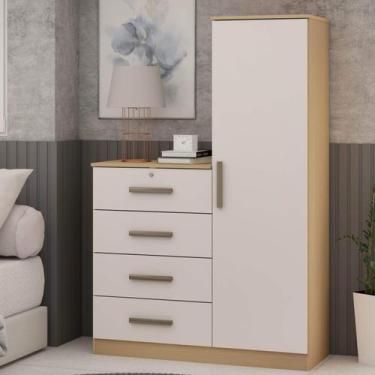 Imagem de Cômoda com 4 Gavetas e 1 Porta 107,5cm 0645 Aurora Genialflex, Freijo/