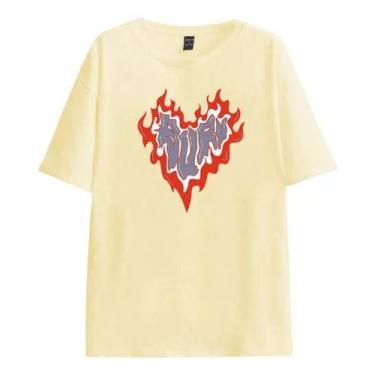 Imagem de Camiseta Casual Minimalista Fogo Amor Chamas Love Fire Swag - loja din
