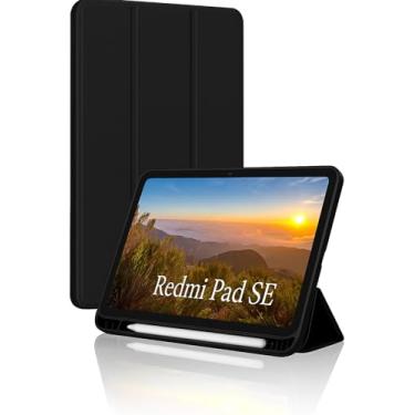 Imagem de Capa Case PREMIUM para Redmi Pad SE 11" com Compartimento para Pencil Anti-impacto Tampa Magnética (Preto)
