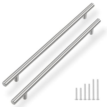 Imagem de Gobrico Puxadores de armário de 12-3/5" em níquel escovado pacote com 30 puxadores de armário de cozinha T barra puxadores de gaveta central de aço inoxidável níquel acetinado ferragens para armário