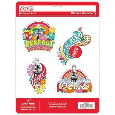 Imagem de Adesivos de vinil Coca-Cola Flower Power - Conjunto retrô de adesivos Coca-Cola para refrigerador, laptop ou garrafa de água