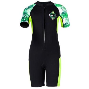 Imagem de Roupa de mergulho infantil para meninos meninas e jovens, maiô térmico de neoprene de 2,5 mm, zíper frontal, mantenha-se aquecido, peça única, roupas molhadas para esportes aquáticos, natação