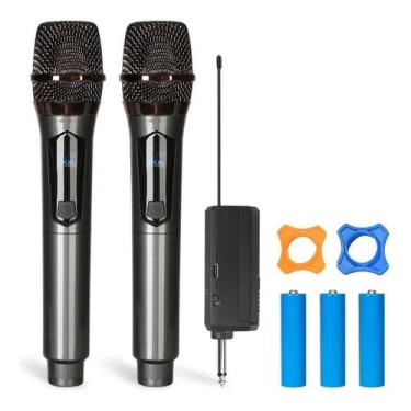 Imagem de Kit Com 2 Microfone Profissional Karaoke Recarregável - Zabom