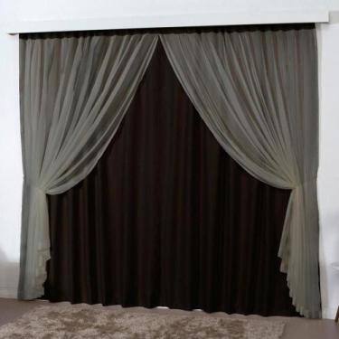 Imagem de Cortina Mirage 4 Mts Sala Blackout Voal Trilho Suisso Tabaco - Casa Sh